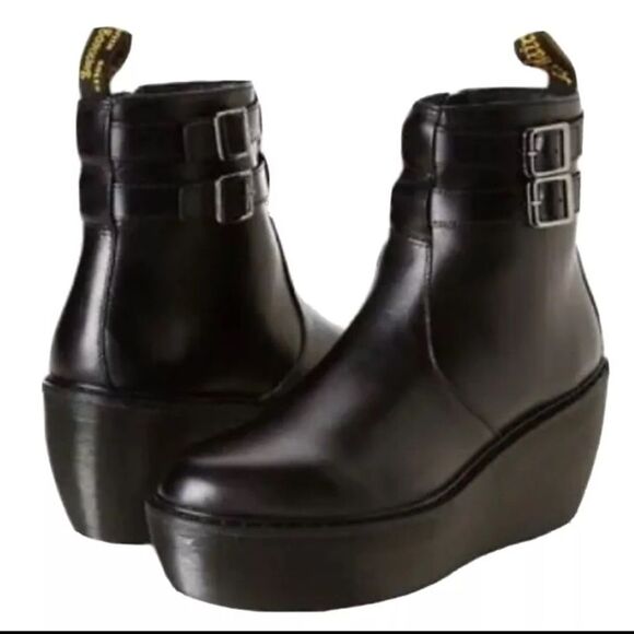 Vintage Dr. Martens Ankle Platform Boots Goth Grunge Womens Leather Black Size 6 - Picture 12 of 12